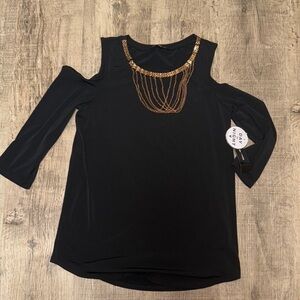 Elegant black cold shoulder top